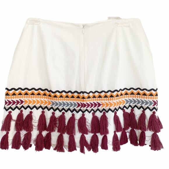 Tularosa Millie White Multicolor Tassle Mini Skirt Medium - Picture 3 of 6
